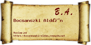 Bocsanszki Aldán névjegykártya
